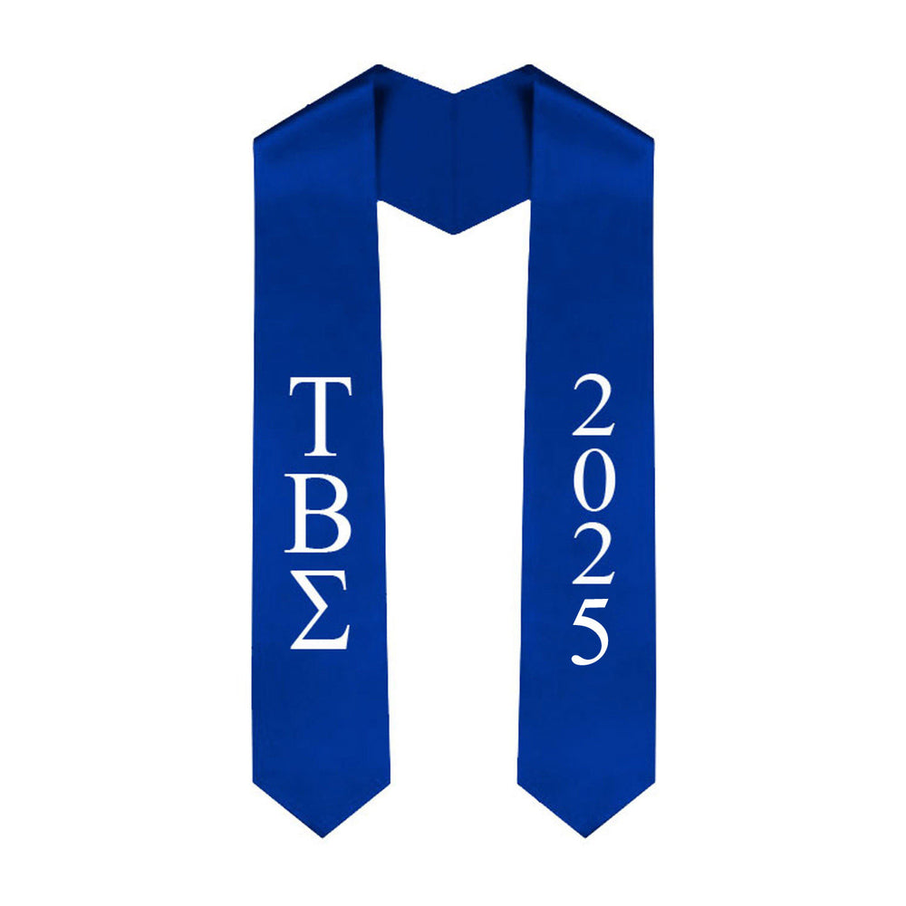 Tau Beta Sigma Greek Lettered Graduation Sash Stole With Year Best Value Tau Beta Sigma Greek Lettered Graduation Sash Stole With Year - Best Value