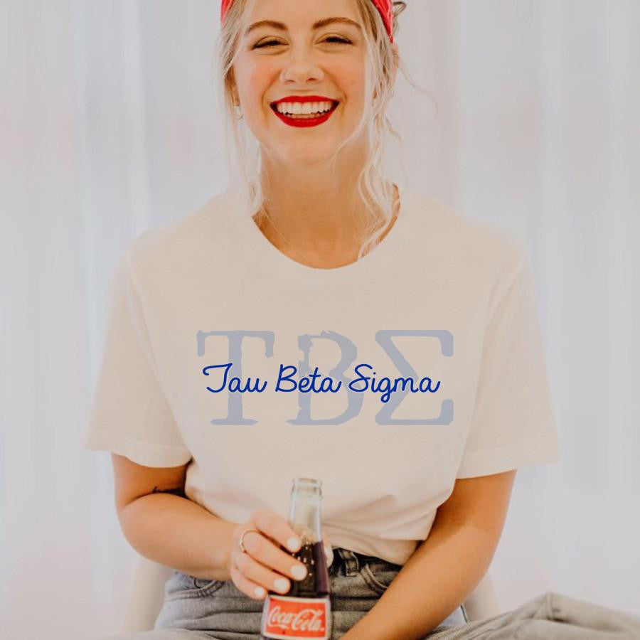 Printify Tau Beta Sigma Greek Type Cotton Tee Tau Beta Sigma Greek Type Cotton Tee