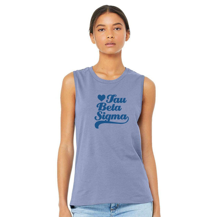 Printify Tau Beta Sigma Tail Heart Bella + Canvas Muscle Tank Tau Beta Sigma Tail Heart Bella + Canvas Muscle Tank