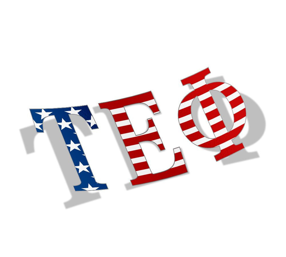 Tau Epsilon Phi American Flag Greek Letter Sticker 2.5" Tall Tau Epsilon Phi American Flag Greek Letter Sticker - 2.5