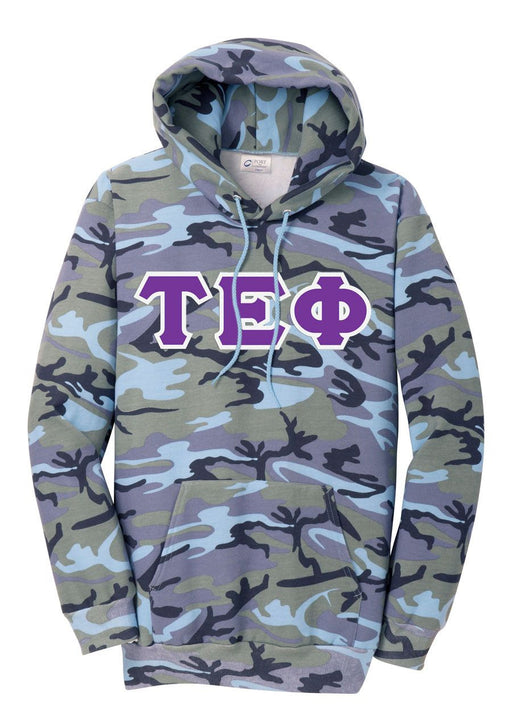 Tau Epsilon Phi DISCOUNT-Tau Epsilon Phi Camo Pullover Hooded Sweatshirt