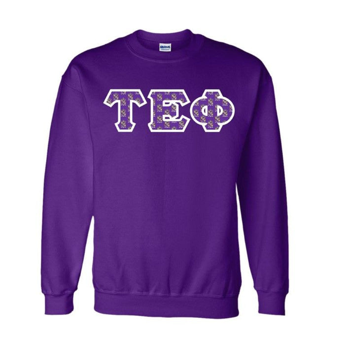 Tau Epsilon Phi Fraternity Crest Shield Twill Letter Crewneck Sweatshirt Tau Epsilon Phi Fraternity Crest - Shield Twill Letter Crewneck Sweatshirt