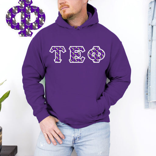 Tau Epsilon Phi Tau Epsilon Phi Fraternity Crest - Shield Twill Letter Hooded Sweatshirt