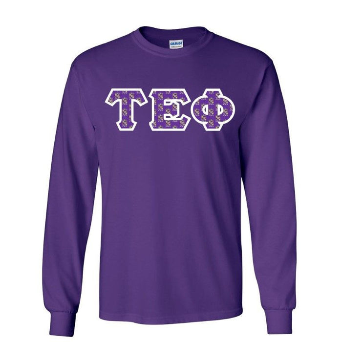 Tau Epsilon Phi Fraternity Crest Shield Twill Letter Longsleeve Tee Tau Epsilon Phi Fraternity Crest - Shield Twill Letter Longsleeve Tee