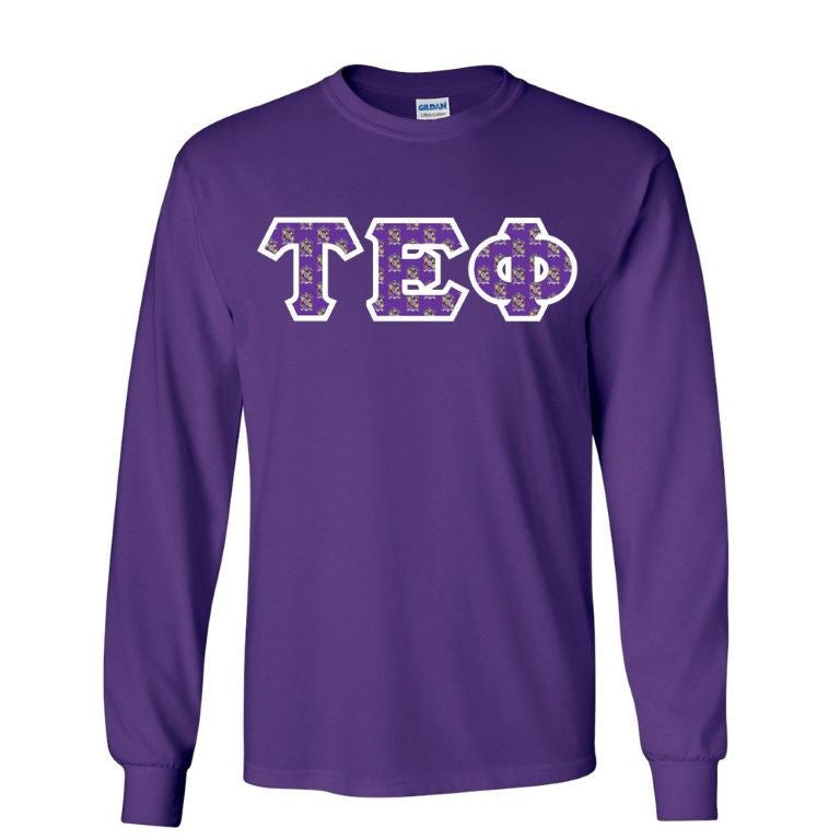 Tau Epsilon Phi Fraternity Crest Shield Twill Letter Longsleeve Tee Tau Epsilon Phi Fraternity Crest - Shield Twill Letter Longsleeve Tee