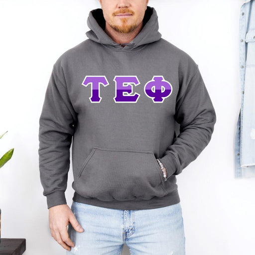 Tau Epsilon Phi Tau Epsilon Phi Two Toned Greek Lettered Hooded Sweatshirts