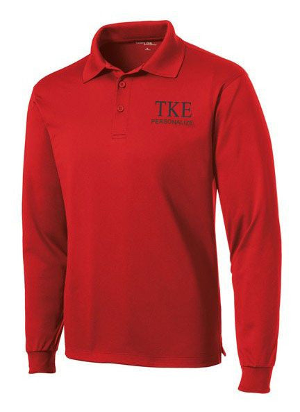 Tau Kappa Epsilon $35 World Famous Long Sleeve Dry Fit Polo Tau Kappa Epsilon-World Famous Long Sleeve Dry Fit Polo