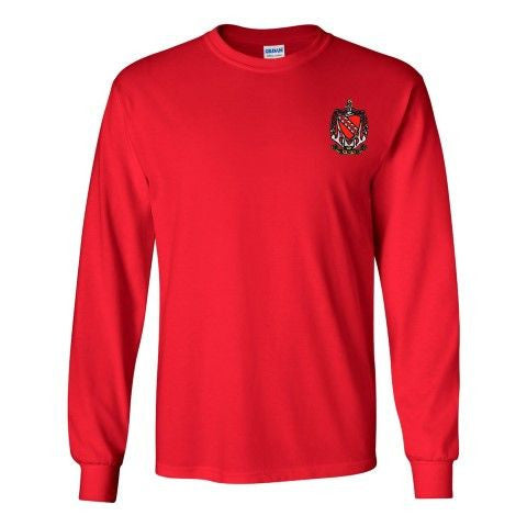 Discount Tau Kappa Epsilon Fraternity Crest Shield Longsleeve Tee DISCOUNT-Tau Kappa Epsilon Fraternity Crest - Shield Longsleeve Tee