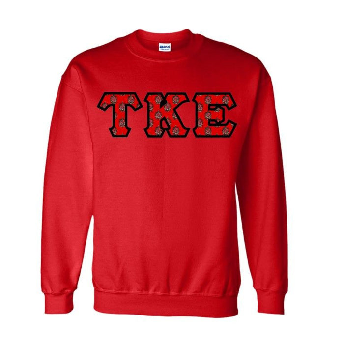 Tau Kappa Epsilon Fraternity Crest Shield Twill Letter Crewneck Sweatshirt Tau Kappa Epsilon Fraternity Crest - Shield Twill Letter Crewneck Sweatshirt