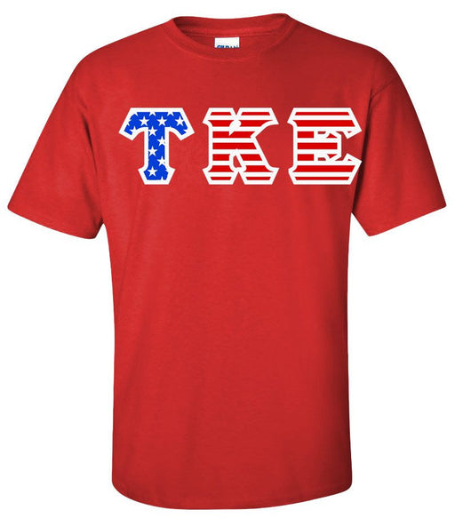 Tau Kappa Epsilon DISCOUNT-Tau Kappa Epsilon Greek Letter American Flag Tee