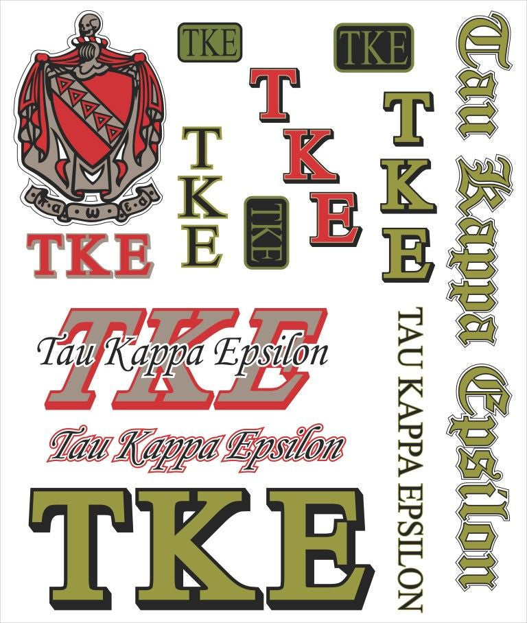 Tau Kappa Epsilon Multi Greek Decal Sticker Sheet Tau Kappa Epsilon Multi Greek Decal Sticker Sheet