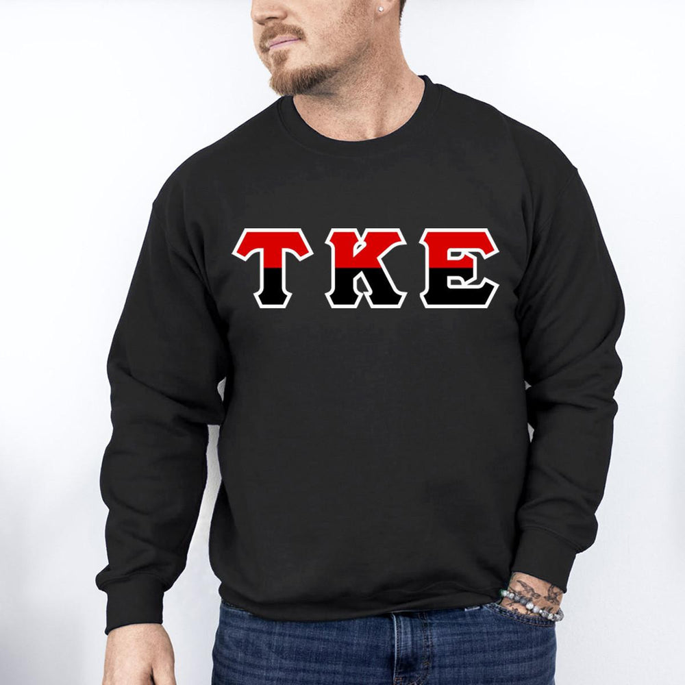 Printify Tau Kappa Epsilon Two Toned Greek Lettered Crewneck Sweatshirts Tau Kappa Epsilon Two Toned Greek Lettered Crewneck Sweatshirts