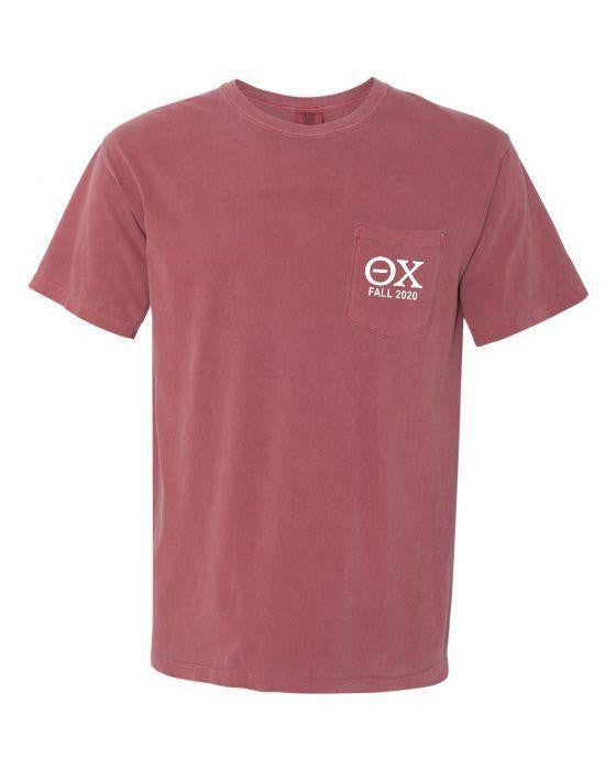 Theta Chi Greek Letter Comfort Colors Pocket Tee Theta Chi Greek Letter Comfort Colors Pocket Tee