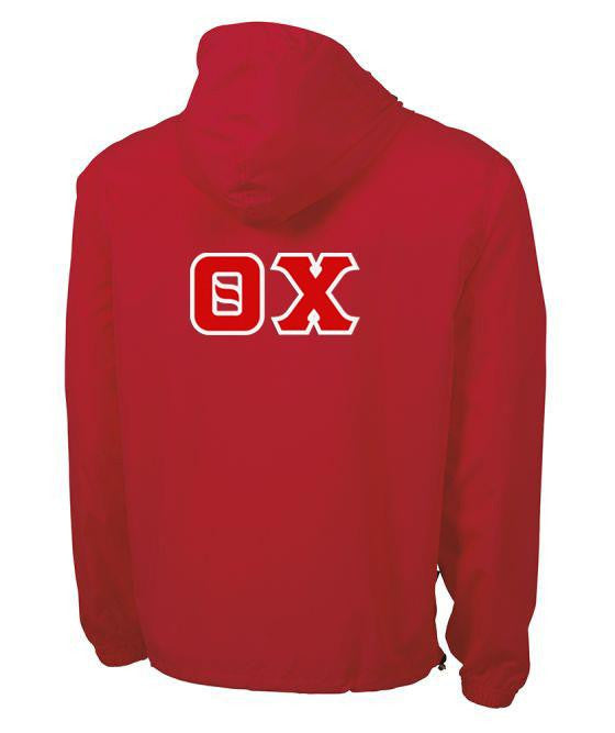 Theta Chi Tackle Twill Lettered Pack N Go Pullover Theta Chi Tackle Twill Lettered Pack N Go Pullover