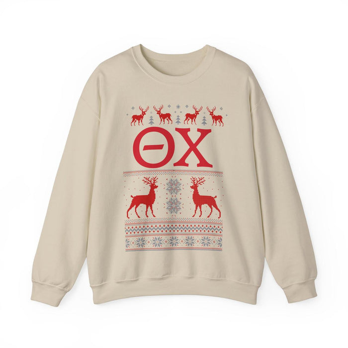Printify Theta Chi Ugly Christmas Sweater Crewneck Sweatshirts Theta Chi Ugly Christmas Sweater Crewneck Sweatshirts