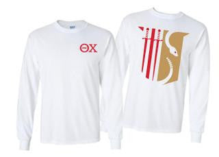Printify Theta Chi World Famous Crest Long Sleeve T Shirt Theta Chi World Famous Crest Long Sleeve T-Shirt