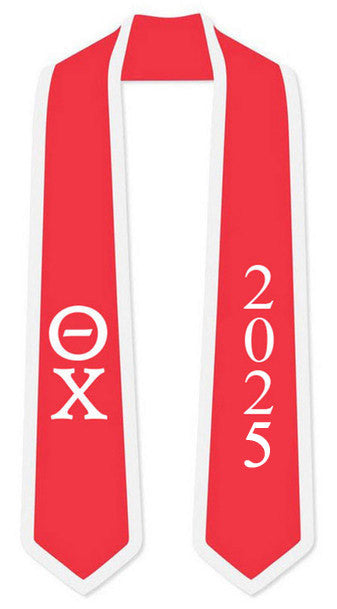 Discount Theta Chi Greek 2 Tone Lettered Graduation Sash Stole W/ Year DISCOUNT-Theta Chi Greek 2 Tone Lettered Graduation Sash Stole w/ Year