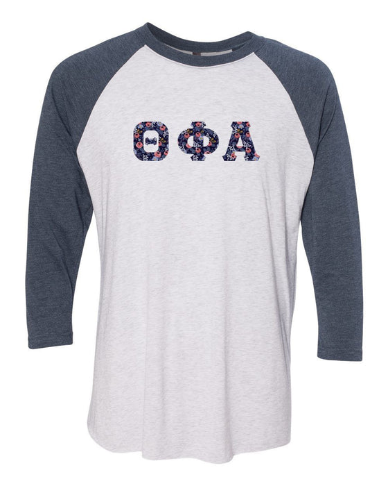 Theta Phi Alpha Unisex Tri Blend Three Quarter Sleeve Baseball Raglan Tee Theta Phi Alpha Unisex Tri-Blend Three-Quarter Sleeve Baseball Raglan Tee