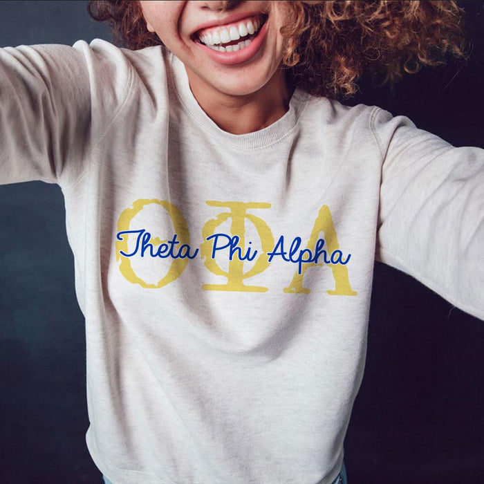 Printify Theta Phi Alpha Greek Type Crewneck Sweatshirts Theta Phi Alpha Greek Type Crewneck Sweatshirts