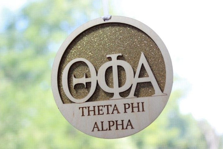 Theta Phi Alpha Laser Carved Greek Letter Ornament 3" Round Theta Phi Alpha Laser Carved Greek Letter Ornament - 3
