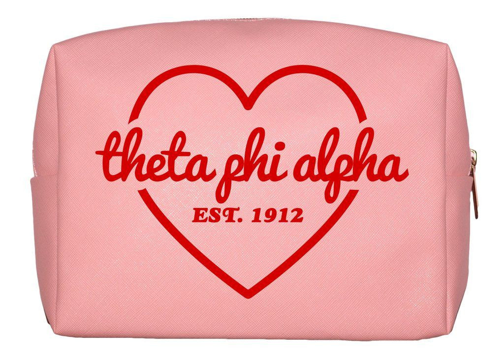 Theta Phi Alpha Pink With Red Heart Makeup Bag Theta Phi Alpha Pink with Red Heart Makeup Bag