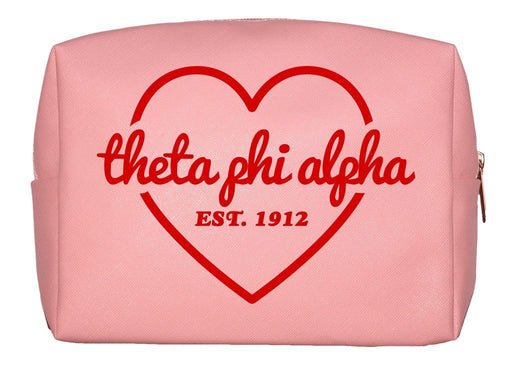Theta Phi Alpha Theta Phi Alpha Pink with Red Heart Makeup Bag