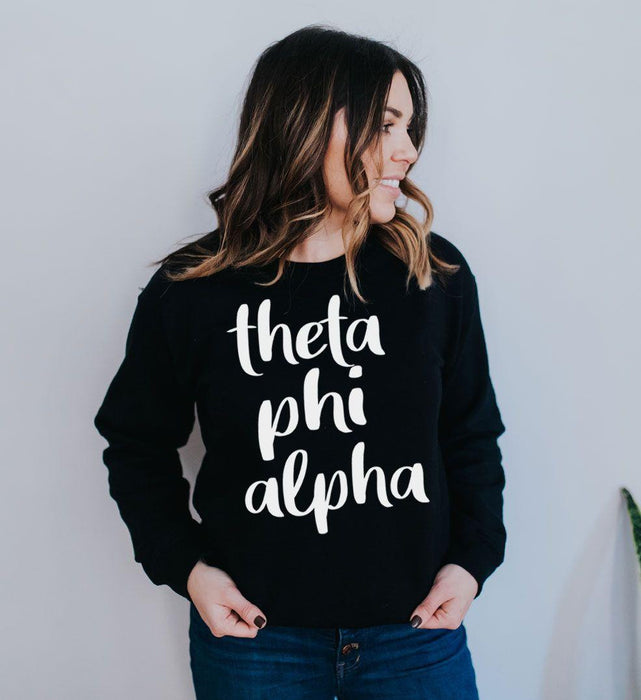 Theta Phi Alpha Script Crew Sweatshirt Theta Phi Alpha Script Crew Sweatshirt