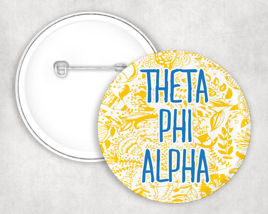 Theta Phi Alpha Floral Text Pin Buttons Theta Phi Alpha floral-text Pin Buttons