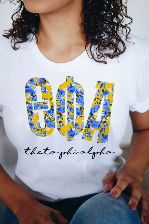 Theta Phi Alpha Theta Phi Alpha Floral Big Lettered T-Shirts
