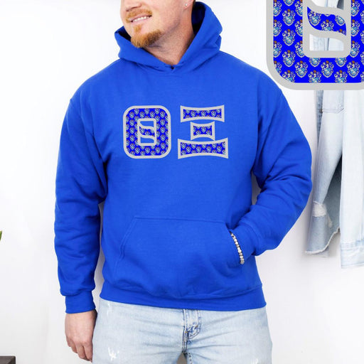 Theta Xi Theta Xi Fraternity Crest - Shield Twill Letter Hooded Sweatshirt