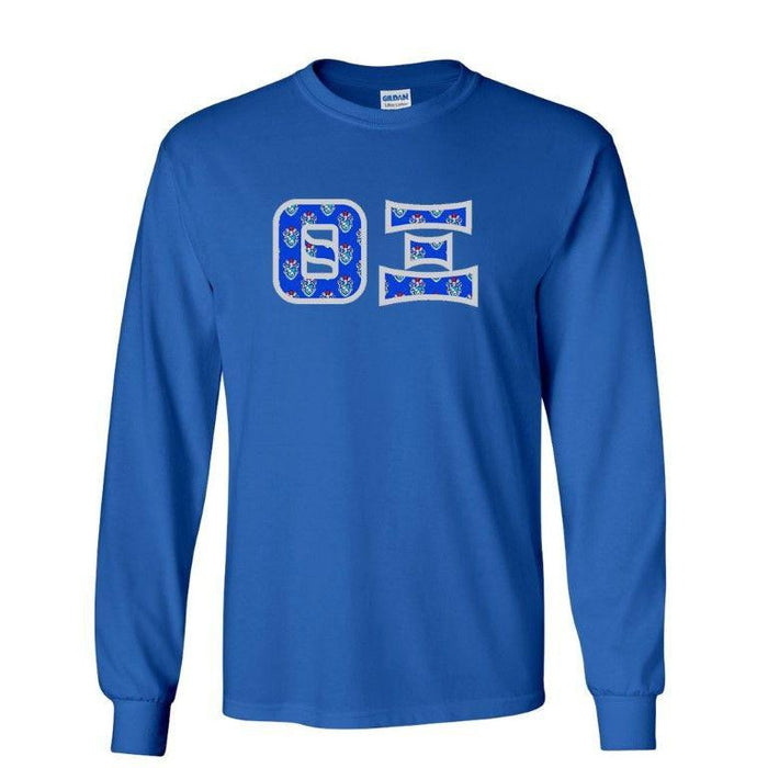 Theta Xi Fraternity Crest Shield Twill Letter Longsleeve Tee Theta Xi Fraternity Crest - Shield Twill Letter Longsleeve Tee