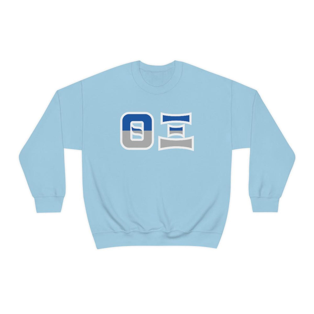 Printify Theta Xi Two Toned Greek Lettered Crewneck Sweatshirts Theta Xi Two Toned Greek Lettered Crewneck Sweatshirts
