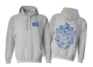 Theta Xi Theta Xi World Famous Crest - Shield Hooded Sweatshirts