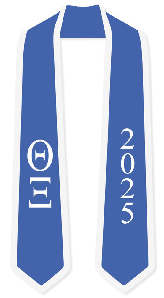 Discount Theta Xi Greek 2 Tone Lettered Graduation Sash Stole W/ Year DISCOUNT-Theta Xi Greek 2 Tone Lettered Graduation Sash Stole w/ Year