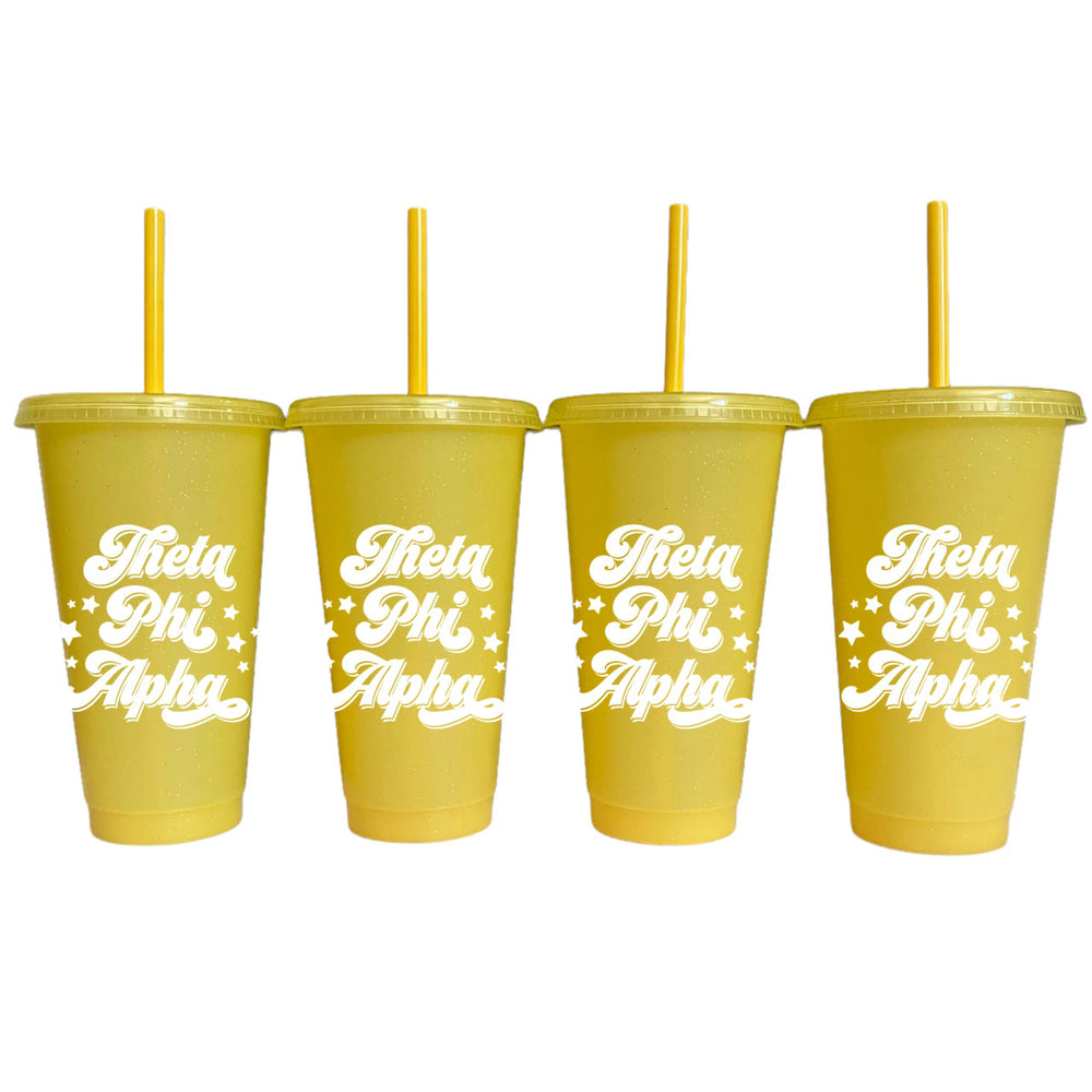 Theta Phi Alpha Glitter Color Changing Cup 4 Pack Theta Phi Alpha Glitter Color Changing Cup 4-Pack