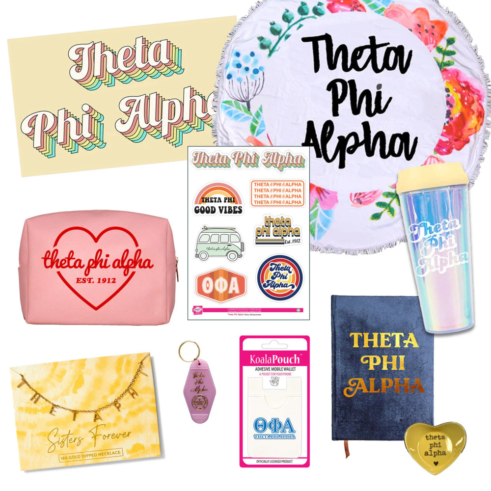 Theta Phi Alpha Celebrate Sisterhood Sorority Gift Box 10 Items! Theta Phi Alpha Celebrate Sisterhood Sorority Gift Box - 10 Items!