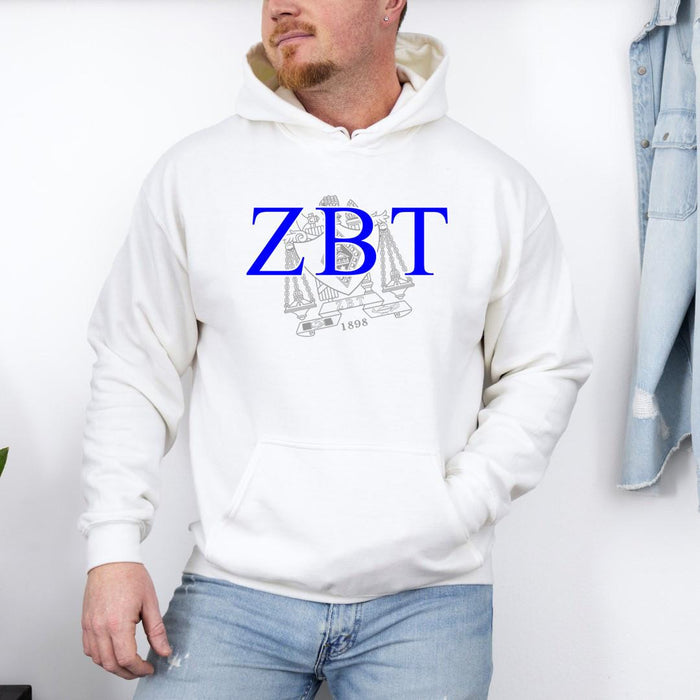 Printify Zeta Beta Tau Crest World Famous Hooded Sweatshirt Zeta Beta Tau Crest World Famous Hooded Sweatshirt