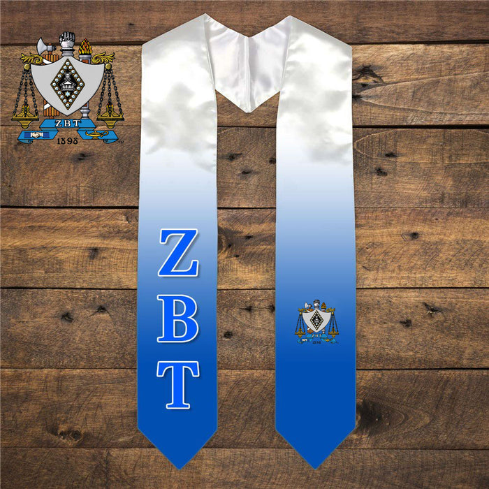 Zeta Beta Tau Extra Fancy Simple Greek Graduation Stole W Crest Zeta Beta Tau Extra Fancy Simple Greek Graduation Stole W Crest