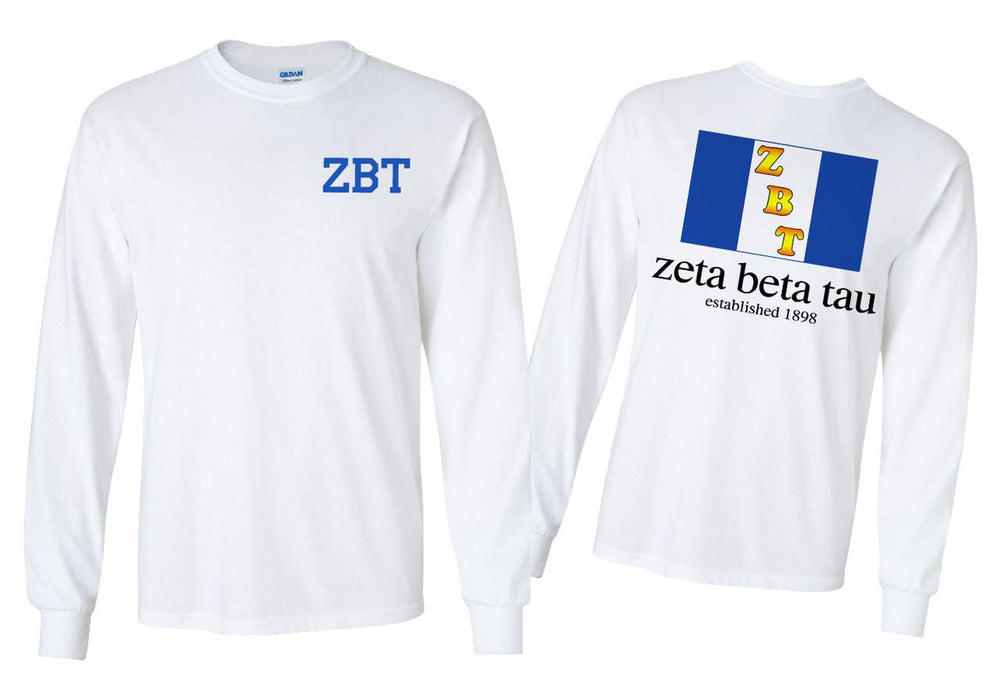 Greekgear Zeta Beta Tau Flag Long Sleeve T Shirt Zeta Beta Tau Flag Long Sleeve T-Shirt