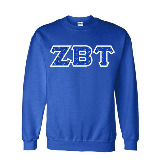 Zeta Beta Tau Fraternity Crest Shield Twill Letter Crewneck Sweatshirt Zeta Beta Tau Fraternity Crest - Shield Twill Letter Crewneck Sweatshirt