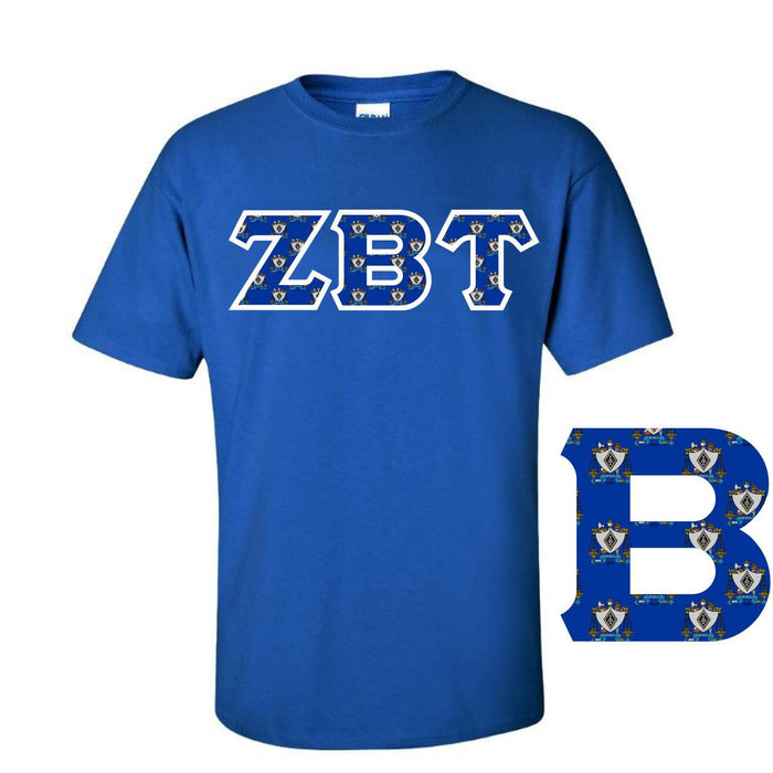 Zeta Beta Tau Fraternity Crest Shield Twill Letter Tee Zeta Beta Tau Fraternity Crest - Shield Twill Letter Tee