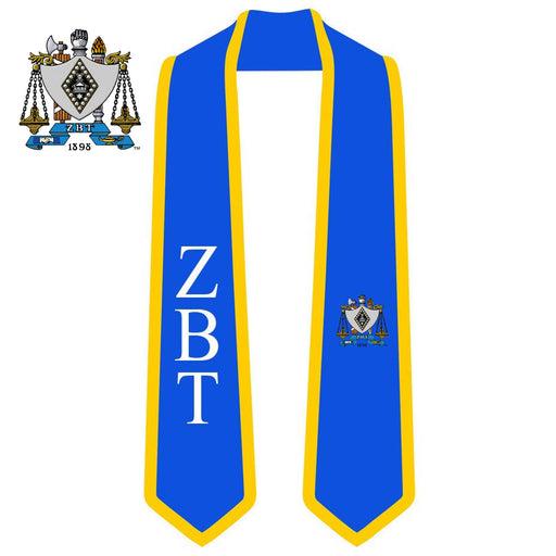 Zeta Beta Tau DISCOUNT-Zeta Beta Tau Greek 2 Tone Lettered Graduation Sash Stole