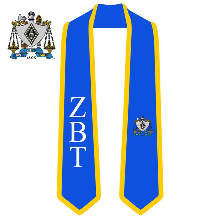 Discount Zeta Beta Tau Greek 2 Tone Lettered Graduation Sash Stole DISCOUNT-Zeta Beta Tau Greek 2 Tone Lettered Graduation Sash Stole