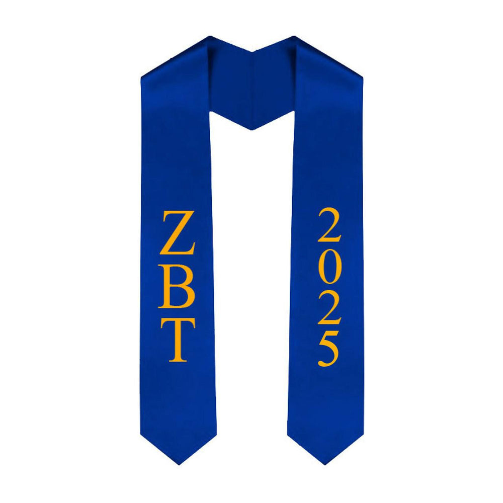 Zeta Beta Tau Greek Lettered Graduation Sash Stole With Year Best Value Zeta Beta Tau Greek Lettered Graduation Sash Stole With Year - Best Value