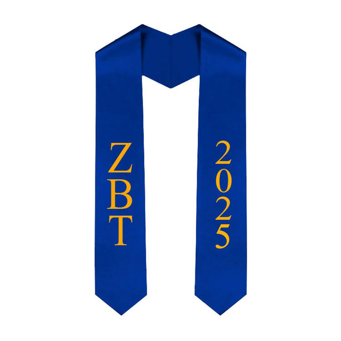 Zeta Beta Tau Greek Lettered Graduation Sash Stole With Year Best Value Zeta Beta Tau Greek Lettered Graduation Sash Stole With Year - Best Value