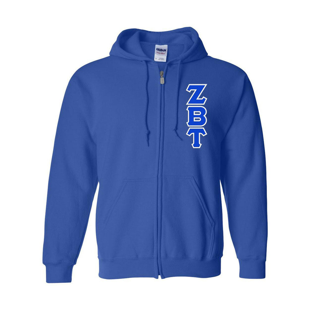 Zeta Beta Tau Heavy Full Zip Hoodie 3" Letters Zeta Beta Tau Heavy Full Zip Hoodie - 3