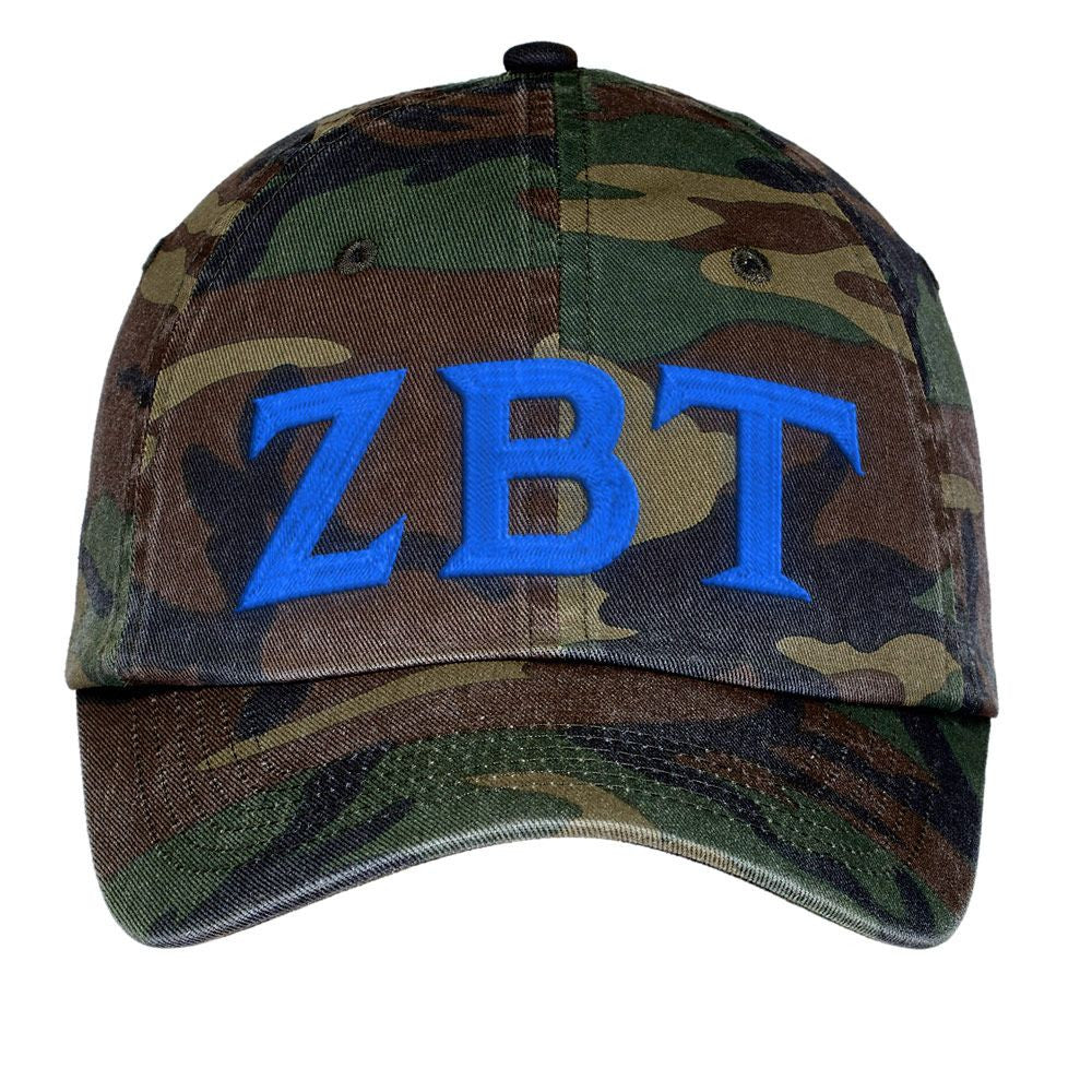 Zeta Beta Tau Lettered Camouflage Hat Zeta Beta Tau Lettered Camouflage Hat