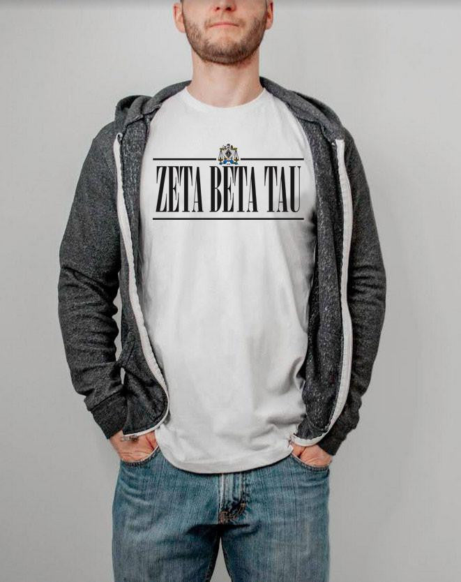 Printify Zeta Beta Tau Line Crest T Shirt Zeta Beta Tau Line Crest T-shirt