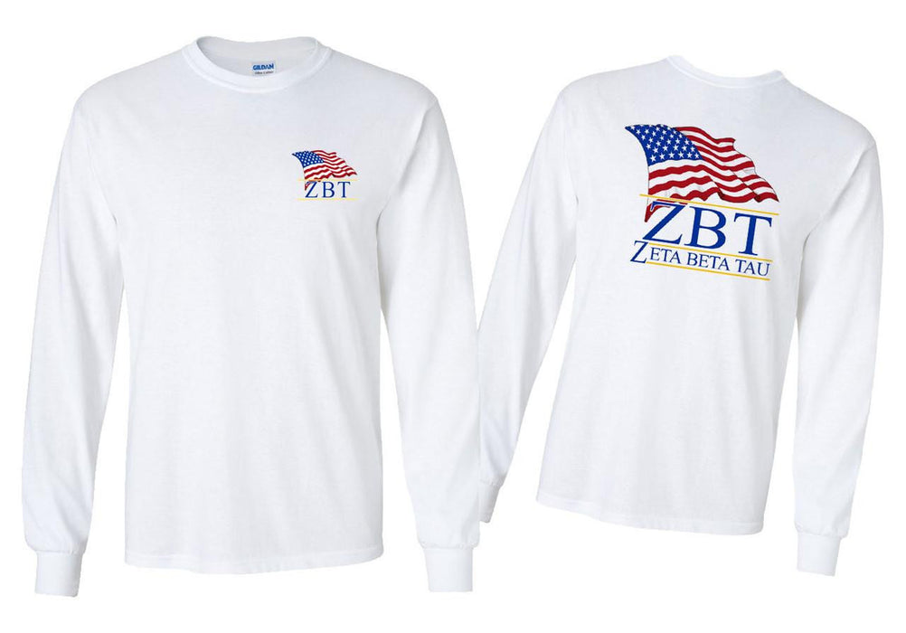 Greekgear Zeta Beta Tau Patriot Long Sleeve T Shirts Zeta Beta Tau Patriot Long Sleeve T-Shirts