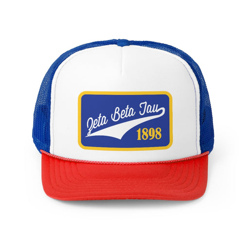 Zeta Beta Tau Zeta Beta Tau Tail Patch Design Trucker Hats